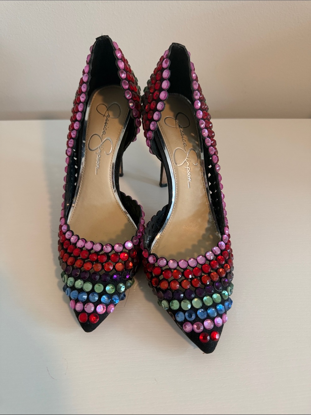 Jessica Simpson Multicolor Jeweled Pointed Toe Pumps